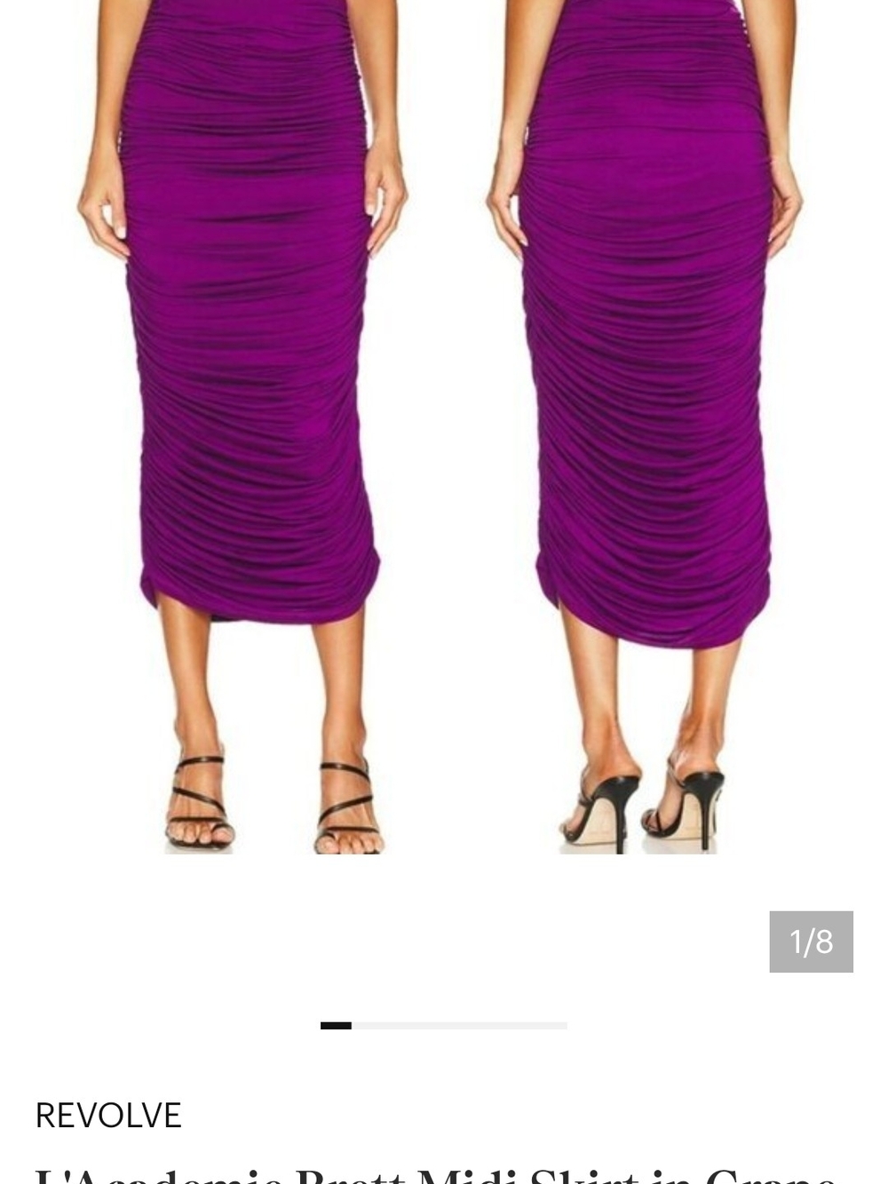 Revolve L'Academic Brett Midi Skirt in Grape - Ruched Purple Pencil Skirt